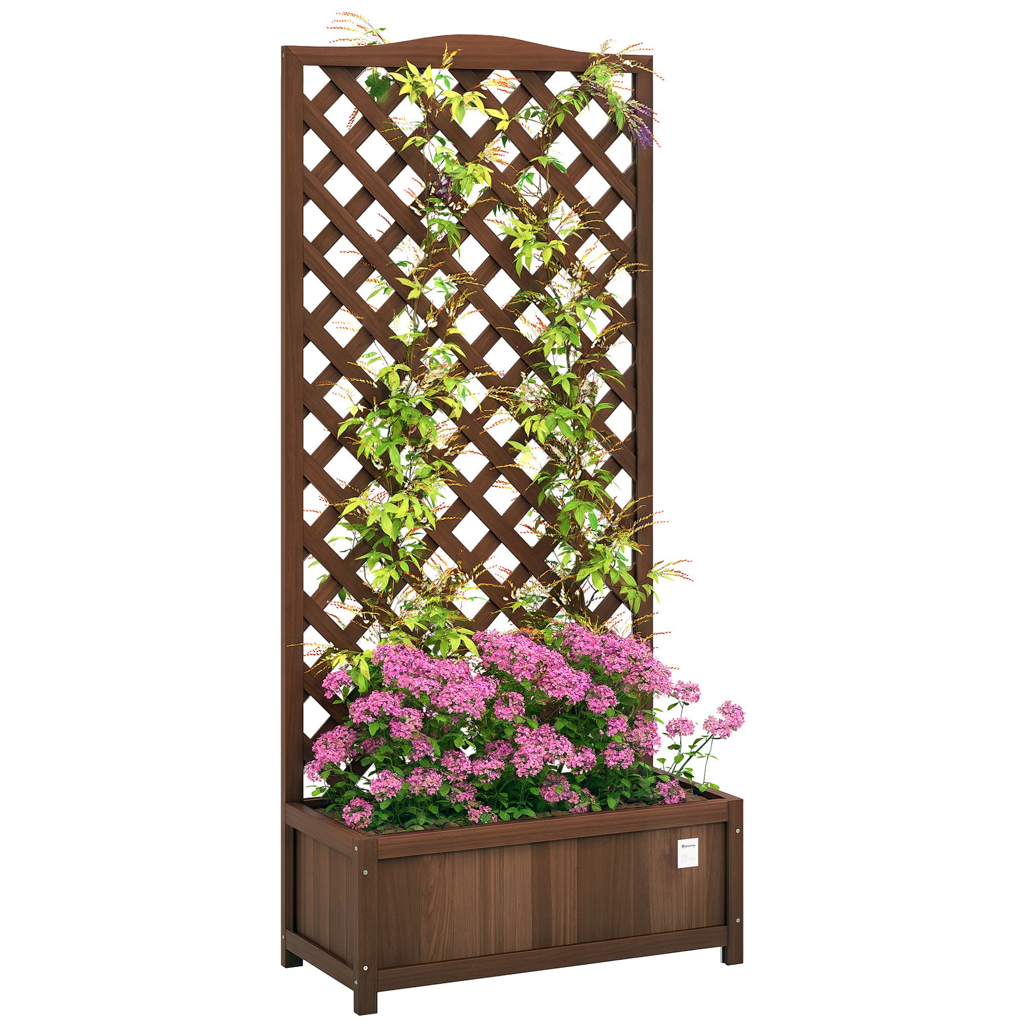 Donica z kratka skrzynka na kwiaty 76 x 36 x 170 cm Pre-Oiled Ciemny Brązowy Sosna Drewno Slatted Dół