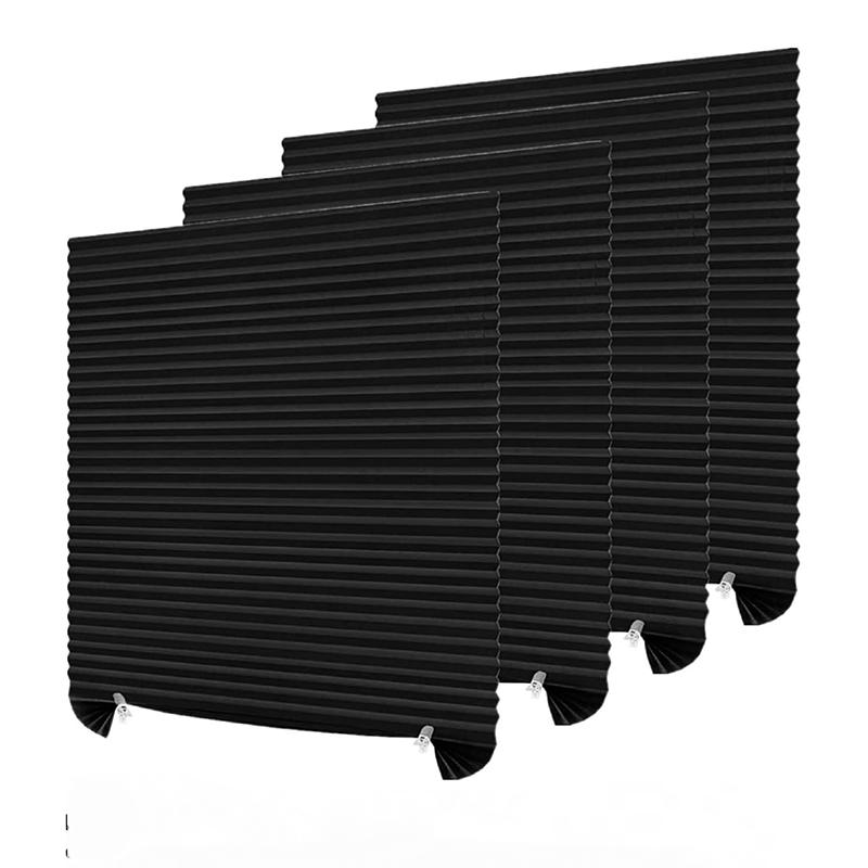 Zestaw 4 zasłon zaciemniających, samoprzylepnych, do kuchni, łazienek i sypialni, 60 x 180 cm, kolor czarny