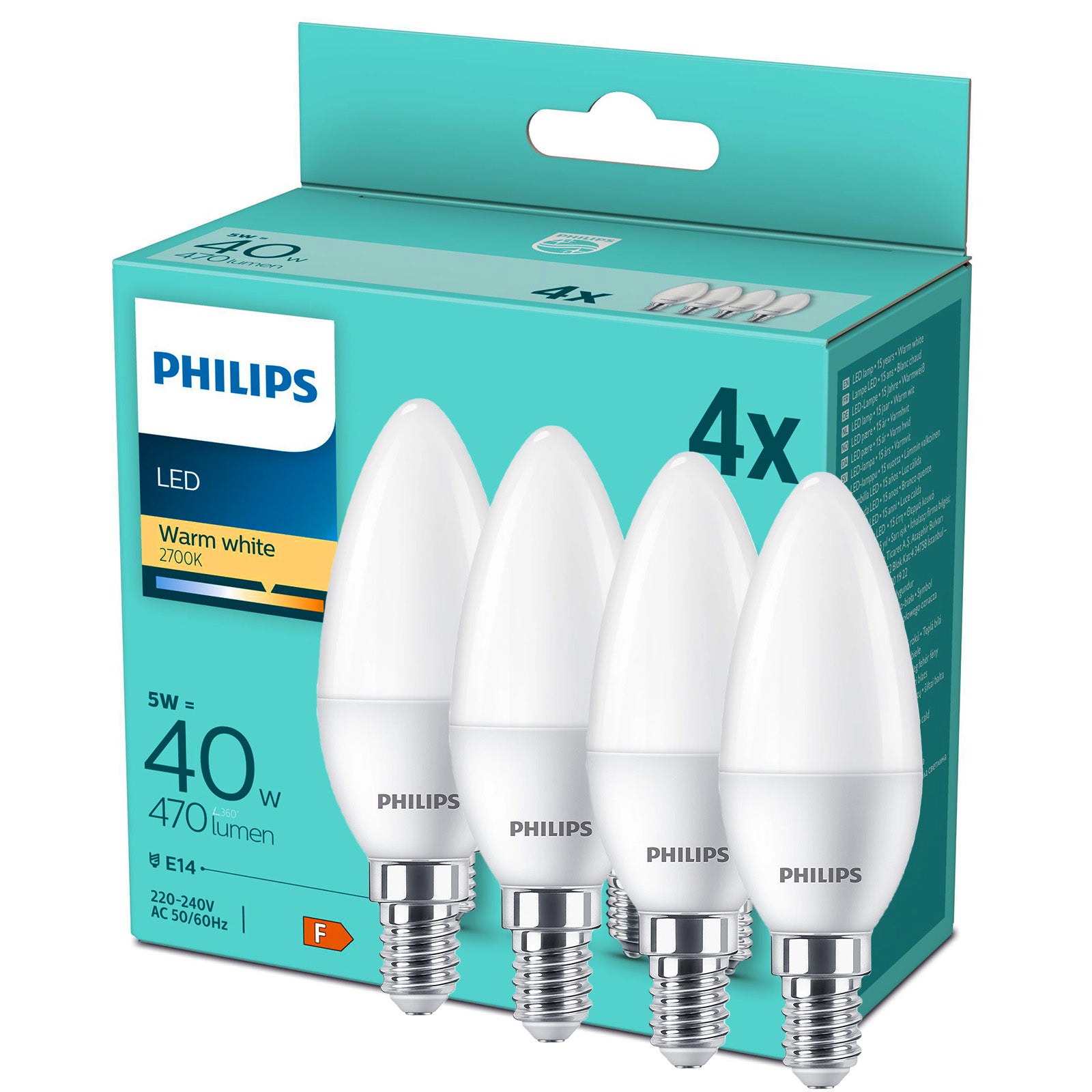 Żarówka LED Philips E14 Świeczka B35 4.9W 470lm 2700K 4 szt.