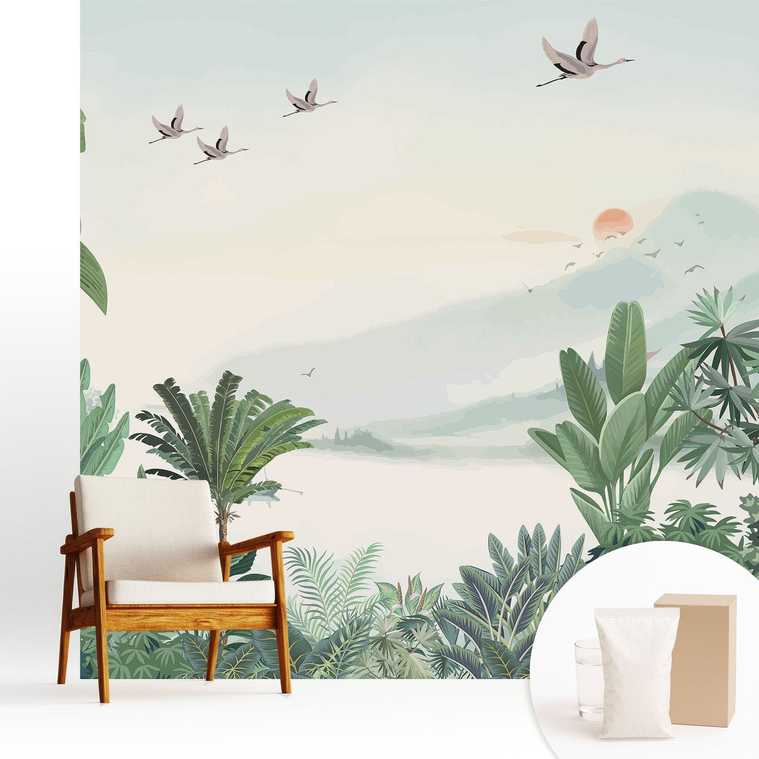 Tapeta dekoracyjna z flizeliny nowoczesny motyw elegancka stylowa łatwa aplikacja - Egzotyczna dżungla pejzaż natura - 250x250