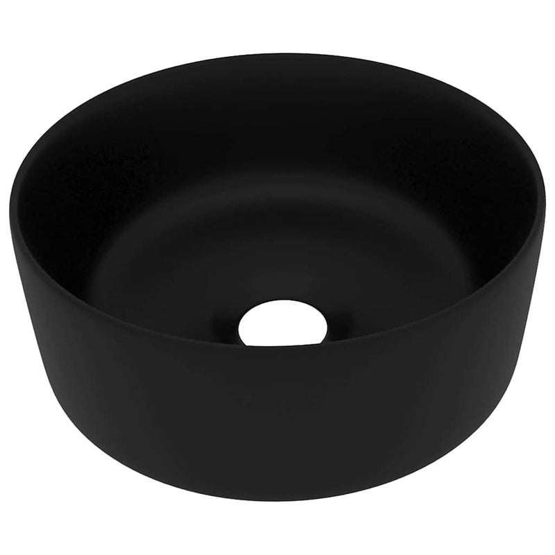 Umywalka Nablatowa Ceramiczna Okrągła Czarna do Łazienki 40 cm
