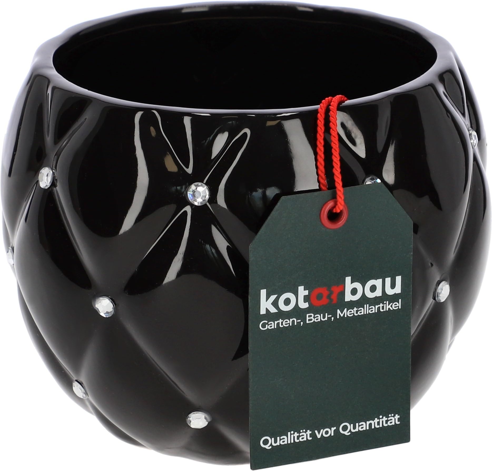 Doniczka donica ceramiczna okrągła osłonka glamour ⌀ 15cm czarna na rośliny - KOTARBAU