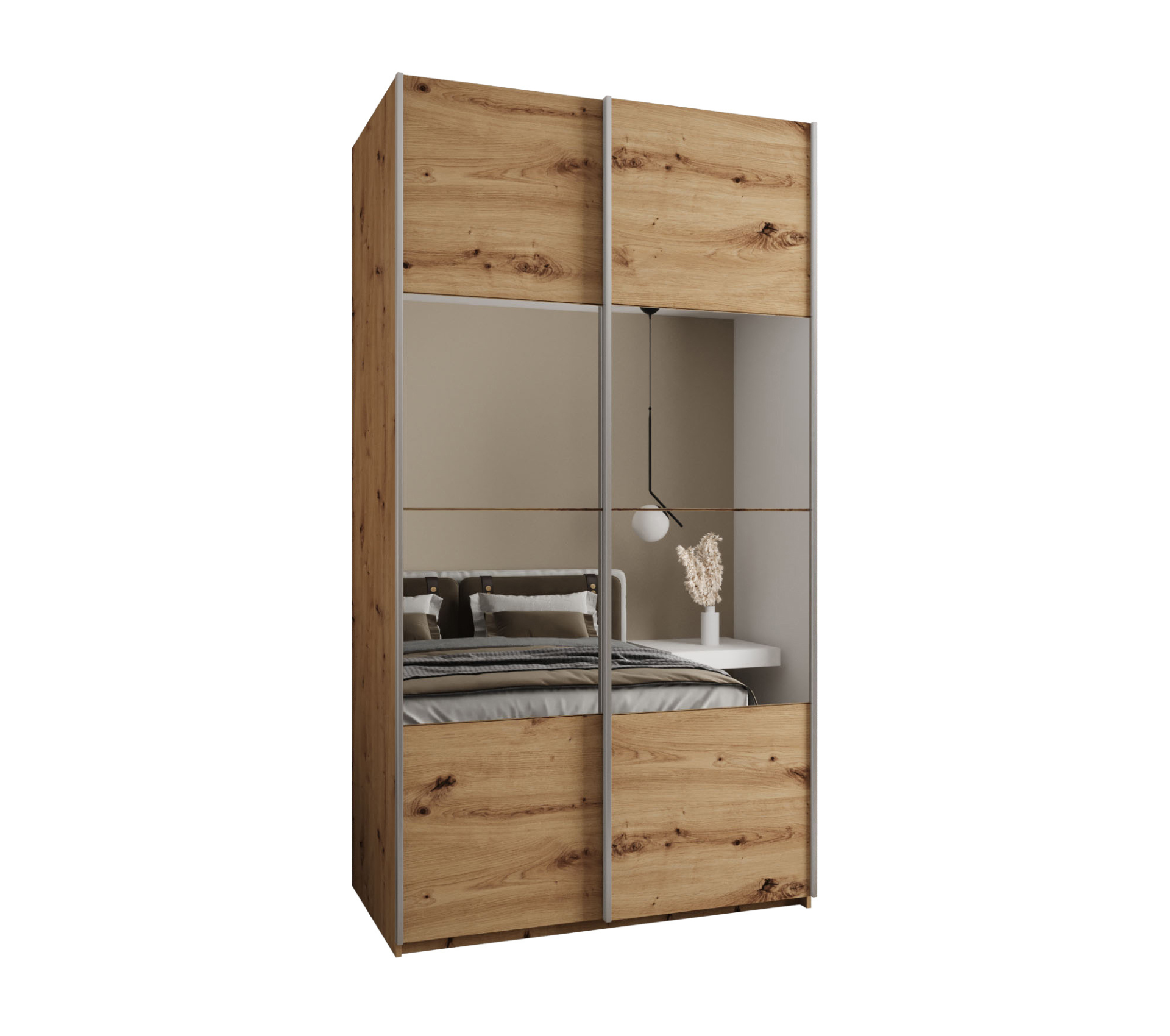 Szafa przesuwna wysoka Lux 4 130 x 64 x 245,5 cm artisan + artisan + u. srebrny - Abiks Meble