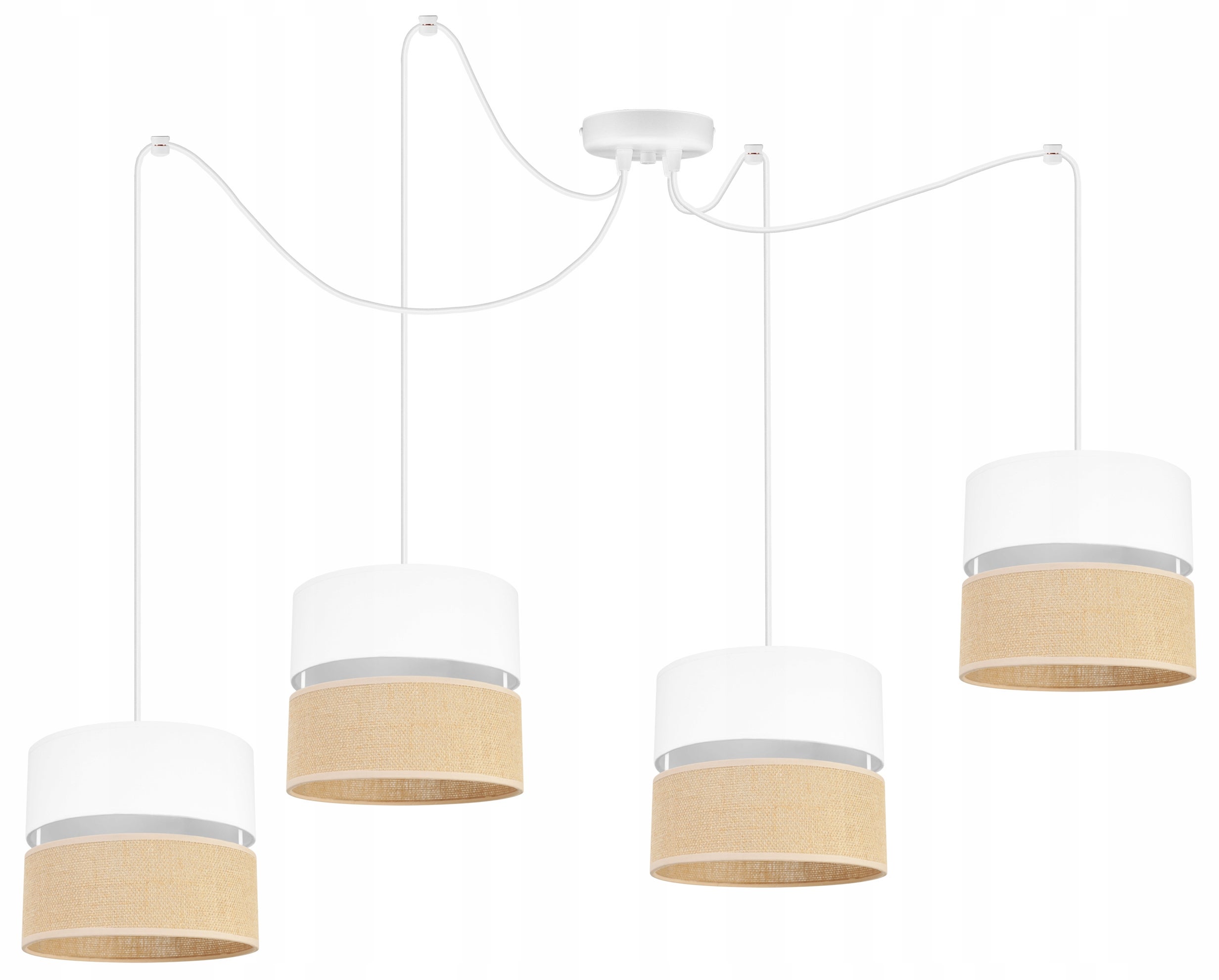 Lampa sufitowa wisząca Light Home LH Juta Pająk 4x E27 60W abażur 20cm tkanina biały