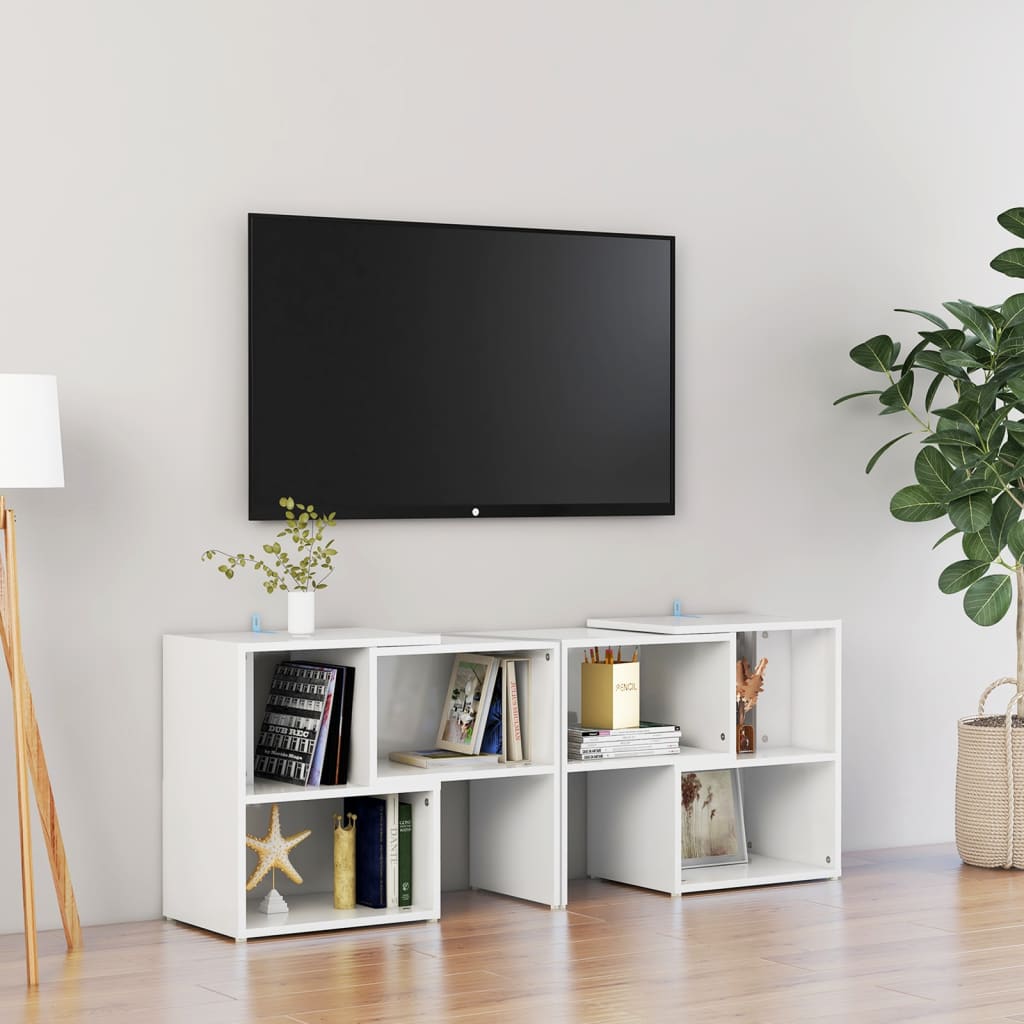 Szafka TV, biała, wysoki połysk, 104x30x52 cm vidaXL