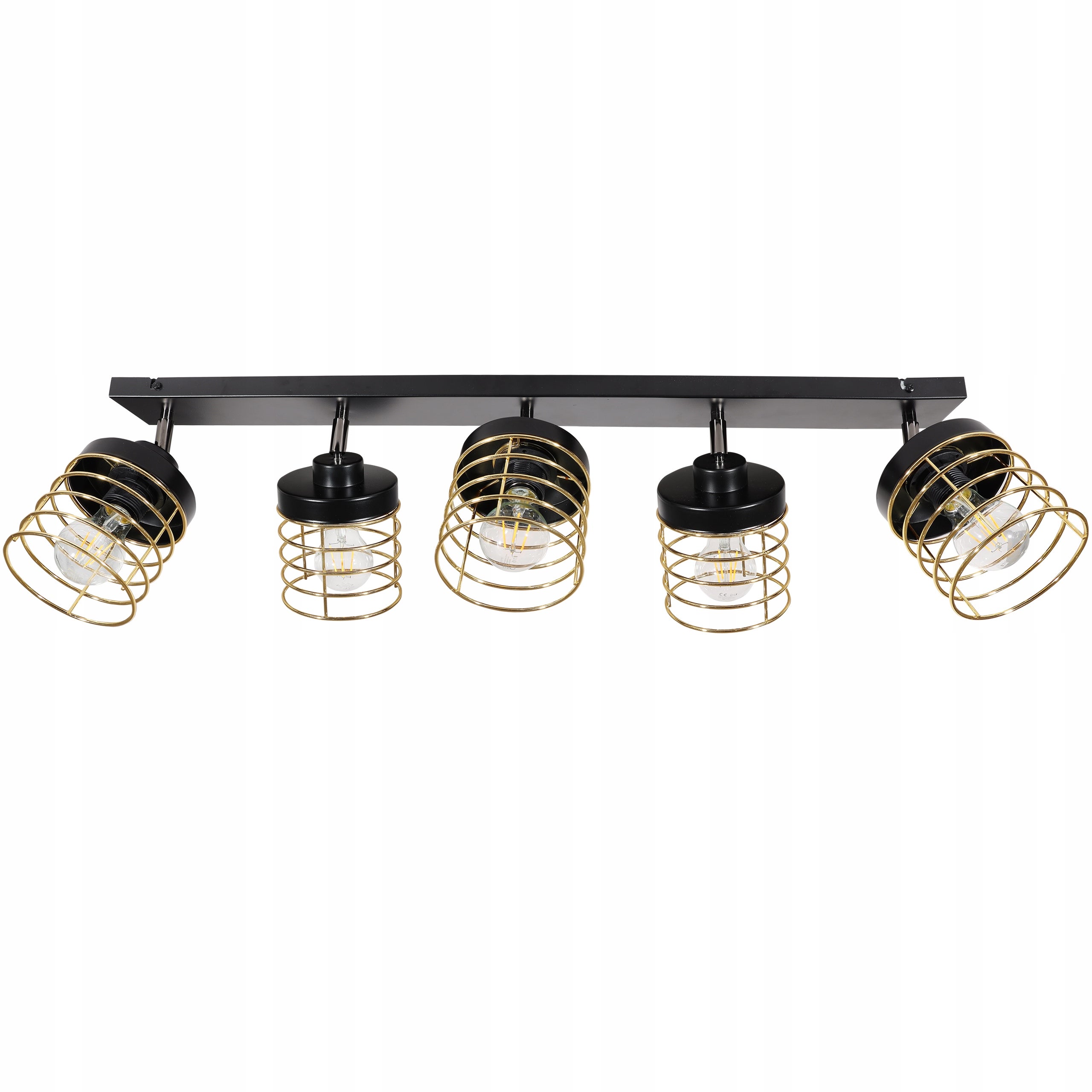 Lampa sufitowa wisząca Light Home LH Rasti 5x E27 abażur prostokątny złoty przewód nowoczesna