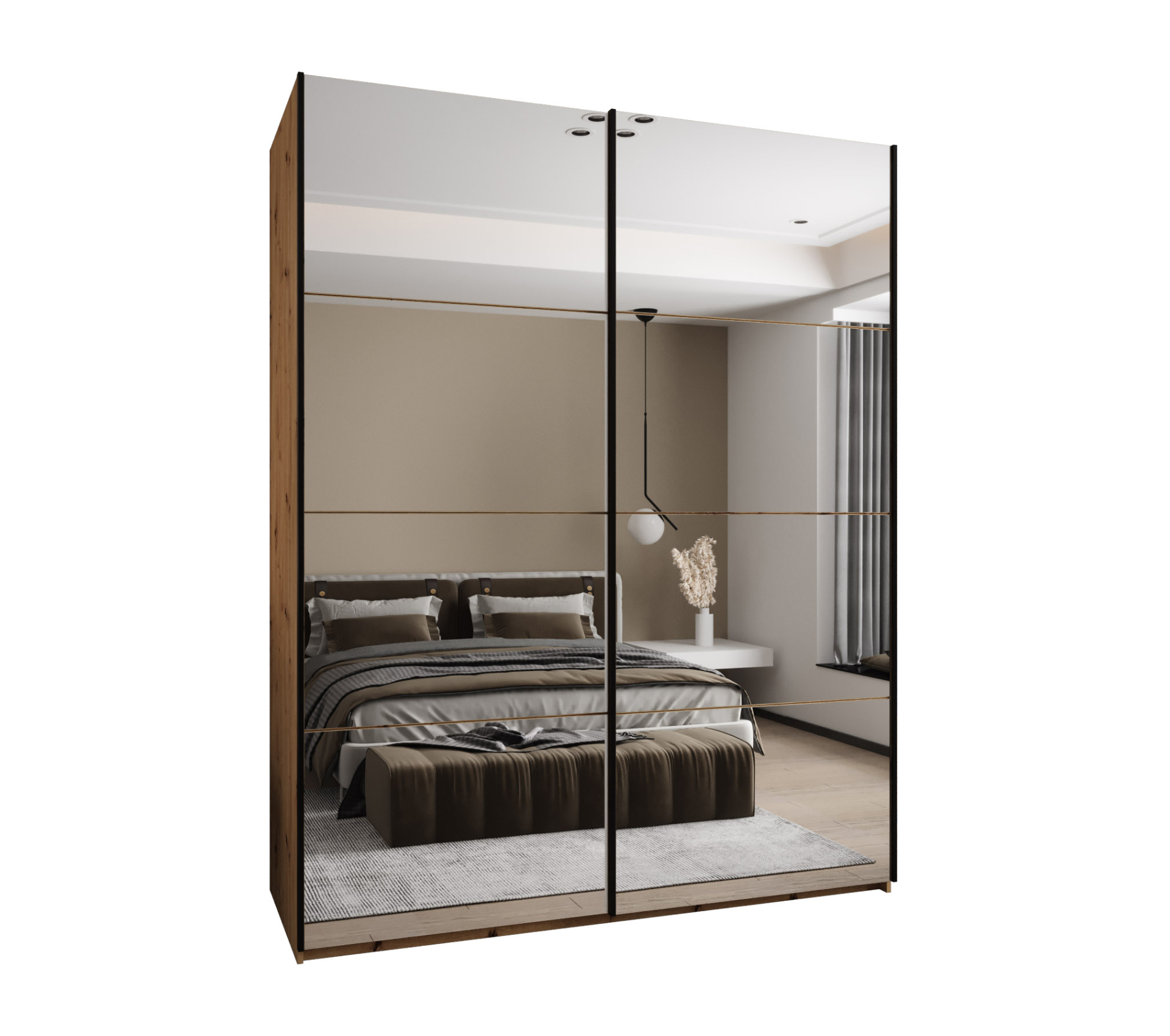 Szafa przesuwna wysoka Lux 2 200 x 64 x 245,5 cm artisan + artisan + u. czarny - Abiks Meble