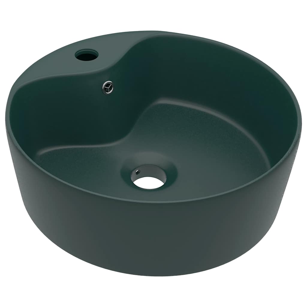 Umywalka Nablatowa Ceramiczna Okrągła Zielona do Łazienki 36 cm