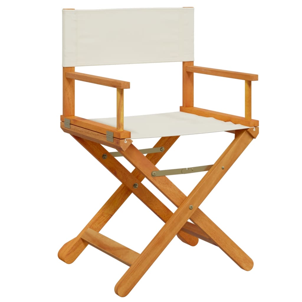 8x Krzesło Ogrodowe Składane Akacjowe Kremowo-Białe na Taras