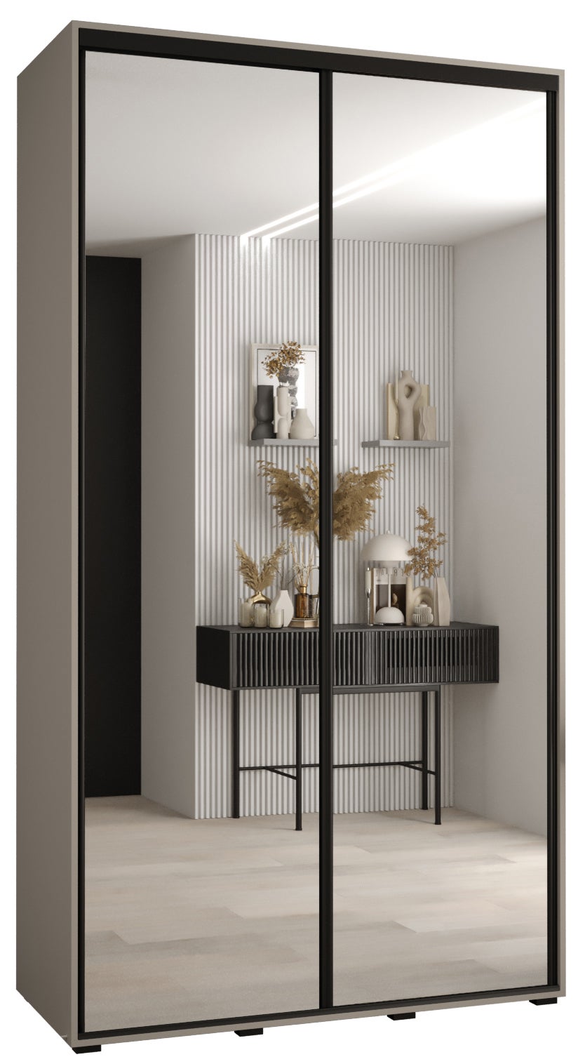Szafa przesuwna z lustrem wysoka Dakota 2 140 x 45 x 235,2 cm kaszmir + u. czarny - Abiks Meble