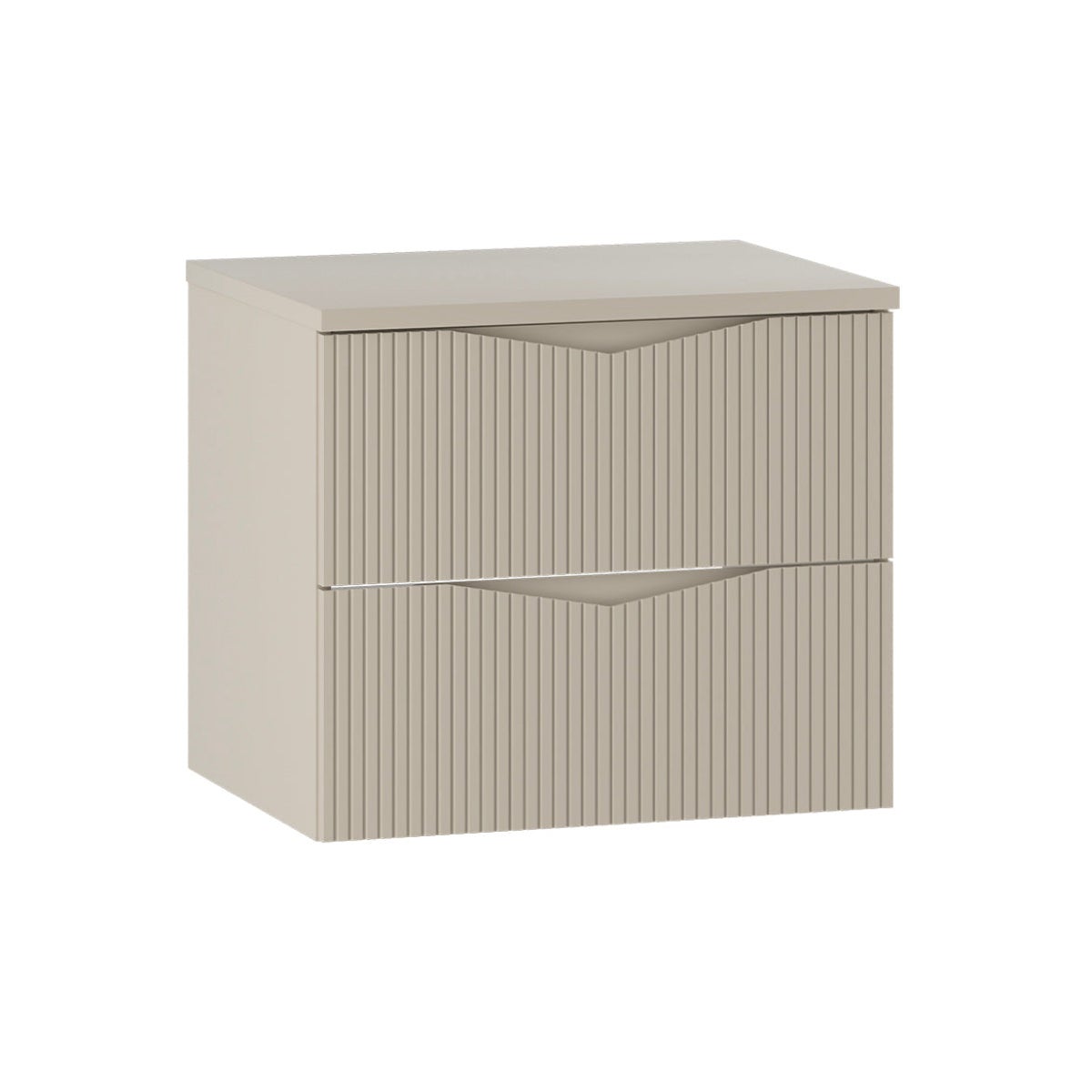 Szafka łazienkowa CLEO 60 cm beżowa z blatem wisząca ryflowane fronty MDF