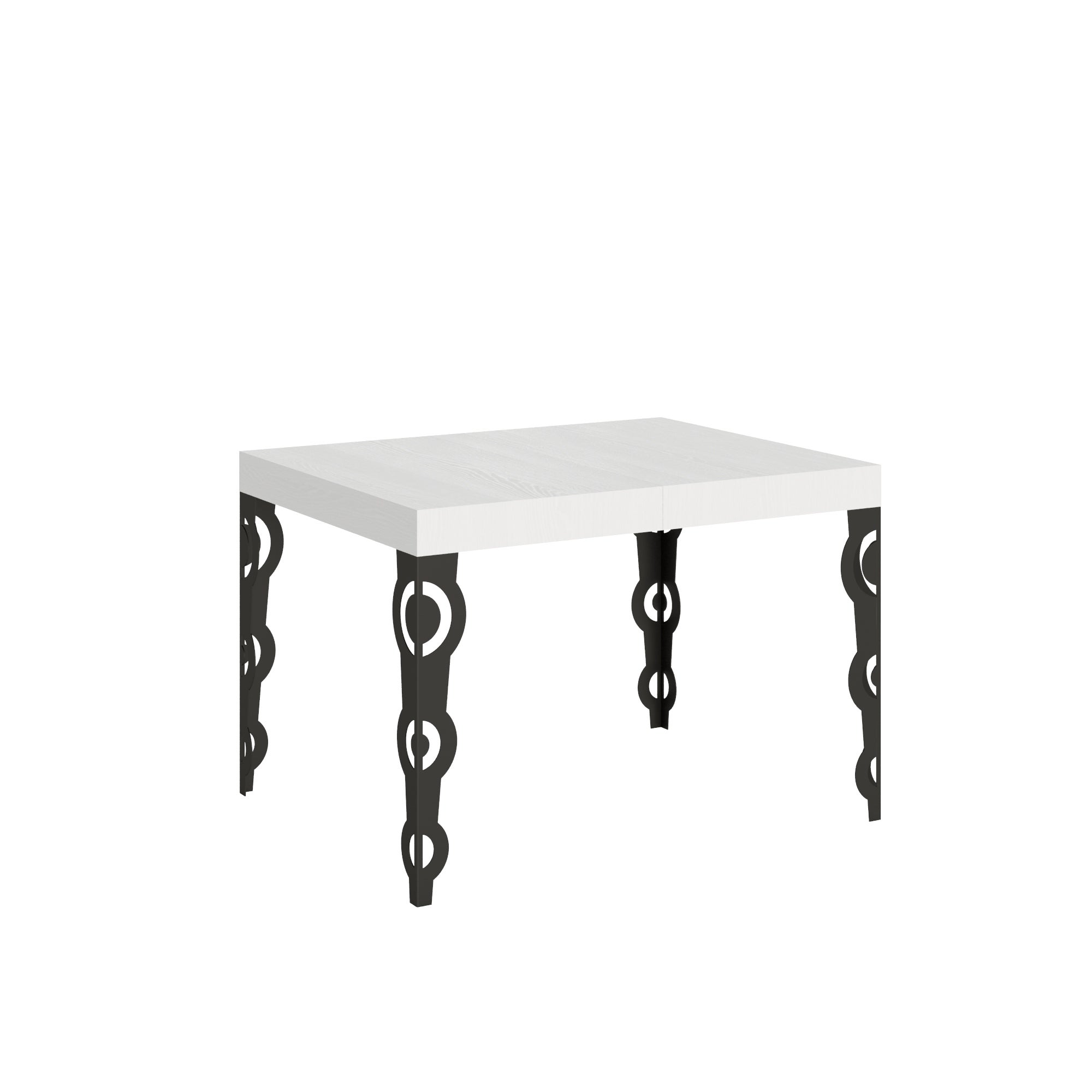 Mesa Karamay con patas torneadas 80x120/204 cm estilo contemporáneo Fresno blanco Antracita