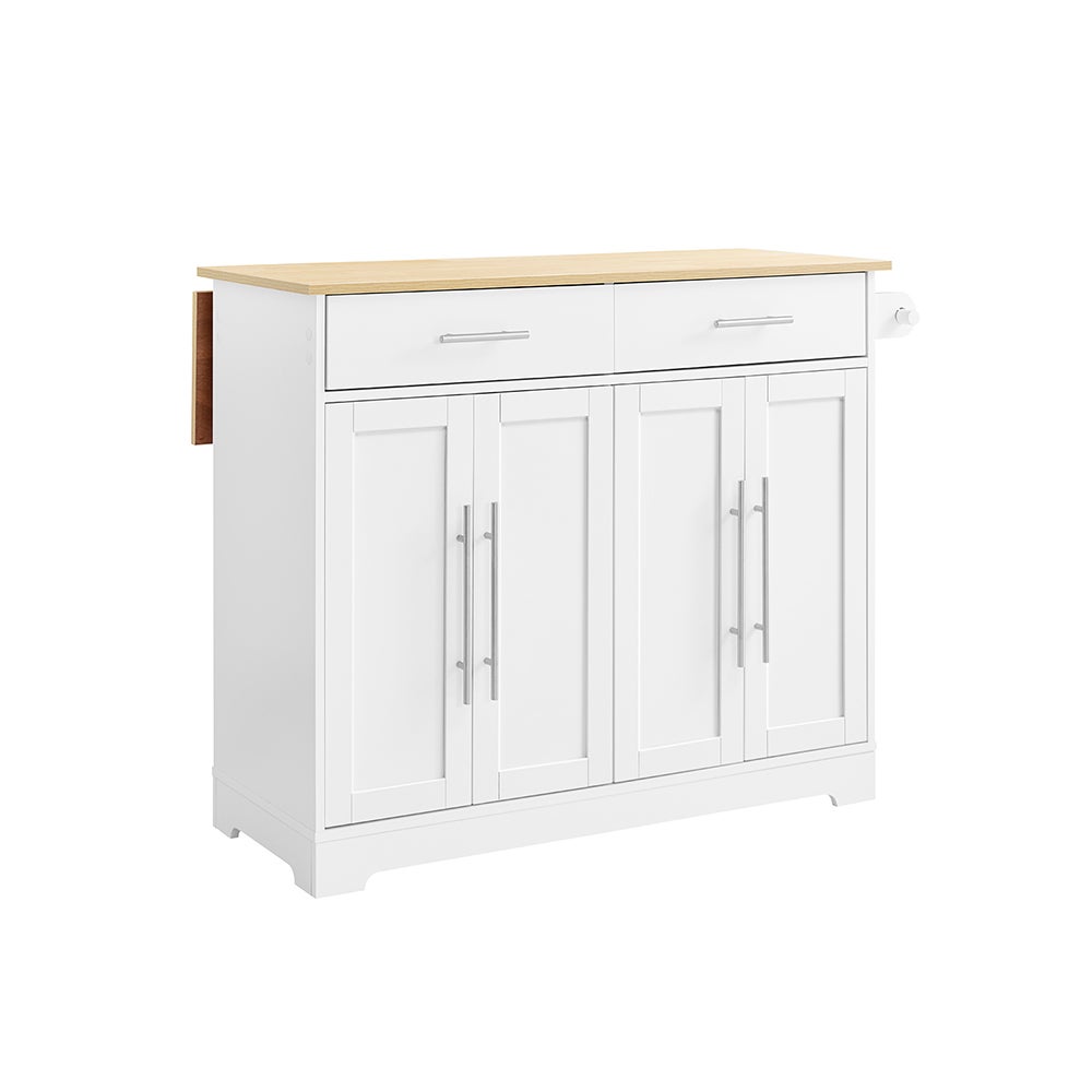 SoBuy Wyspa kuchenna z 2 szufladami Biały 107x44x91cm Nordycki FKW129-NW