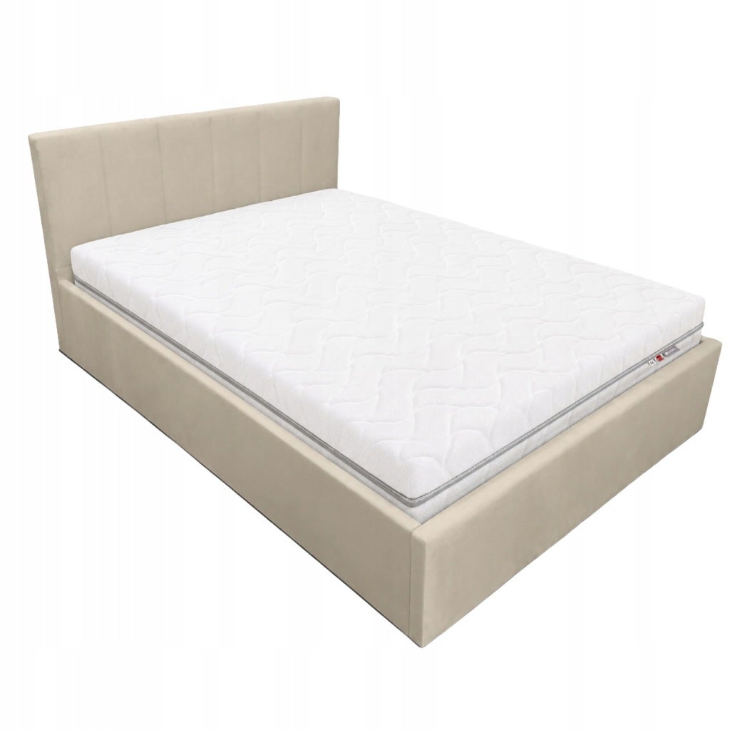 Zestaw łóżko tapicerowane LT102 Vertica 140x200 krem + materac Fandango
