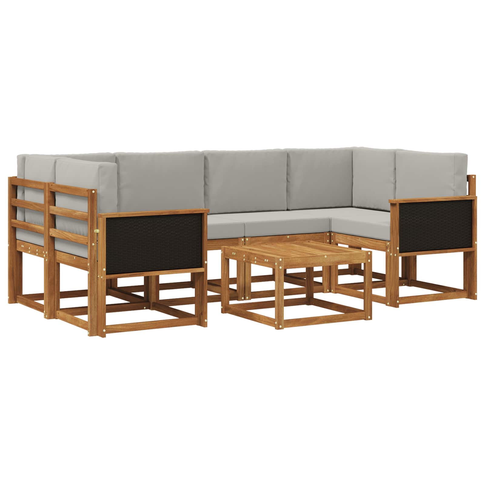 Zestaw sof na zewnątrz z poduszką 5 pcs Naturalny i jasnoszary