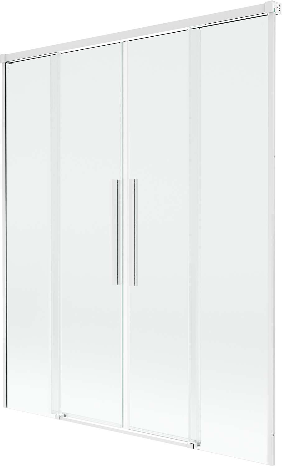 Mexen Rox parawan nawannowy 2-skrzydłowy rozsuwany 160 x 150 cm, transparent, biały - 8C9-160-002-20-00