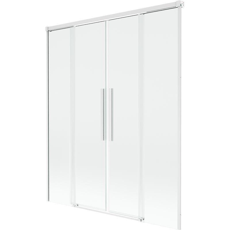 Mexen Rox parawan nawannowy 2-skrzydłowy rozsuwany 160 x 150 cm, transparent, biały - 8C9-160-002-20-00