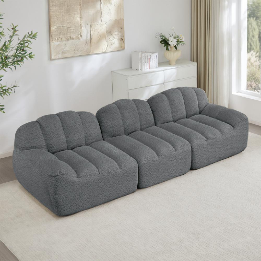 Modułowa sofa 3-osobowa w stylu muszli, głębokie poduszki, do salonu i mieszkania, nie wymaga montażu