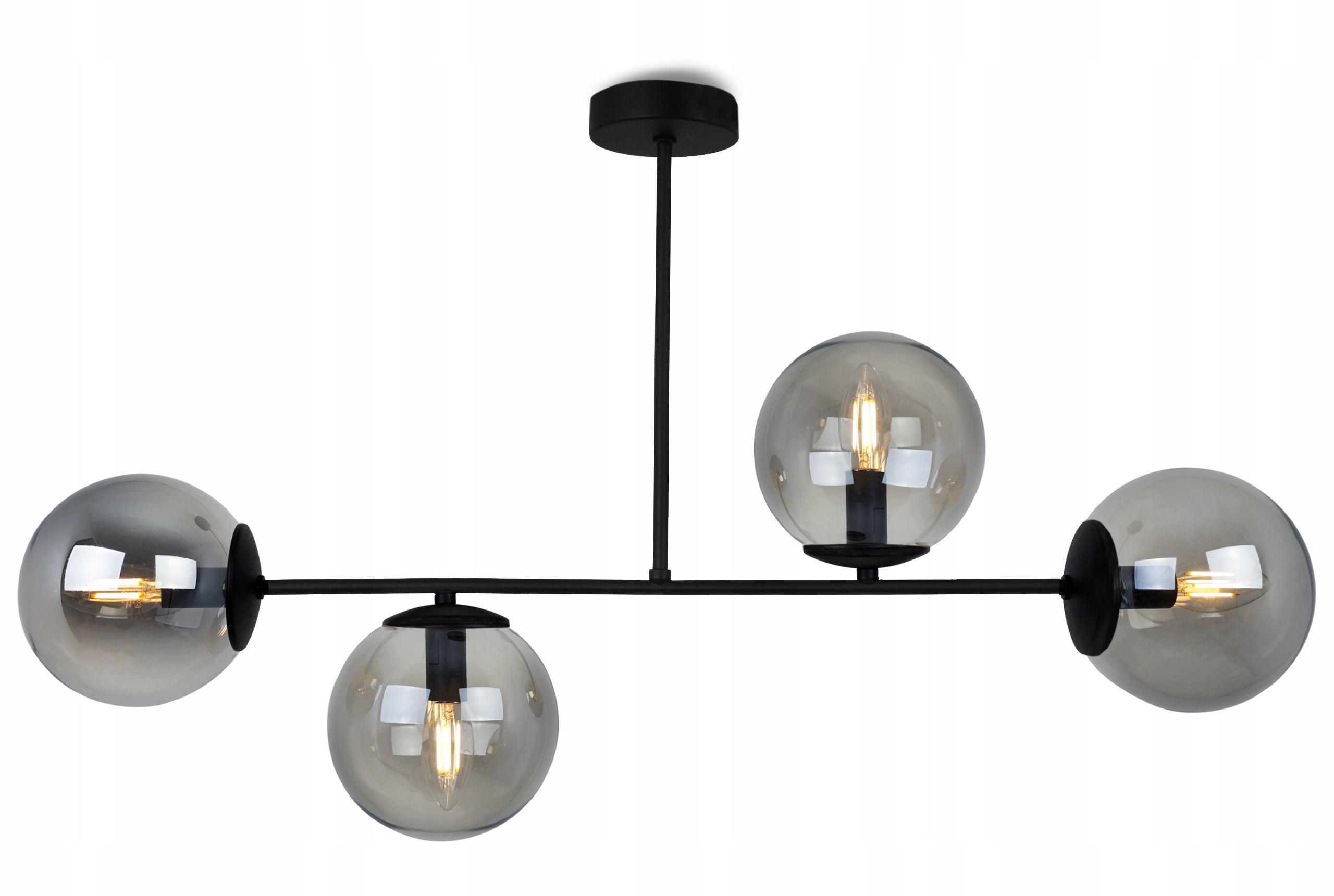 Lampa sufitowa wisząca Light Home LH Tulza 4x E14 40W klosz czarny/dymiony