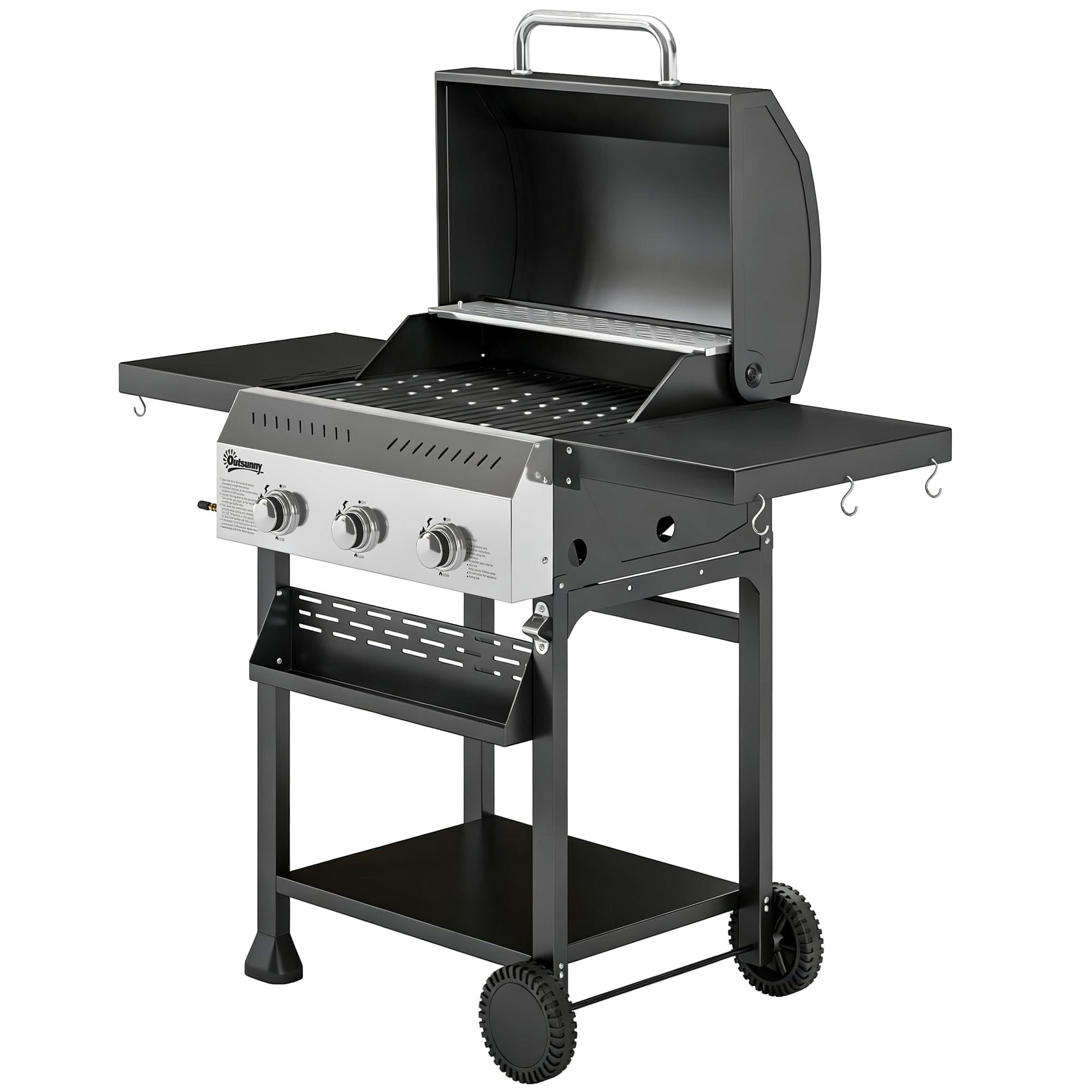 Grill gazowy 9 kW z 3 palnikami ze stali nierdzewnej