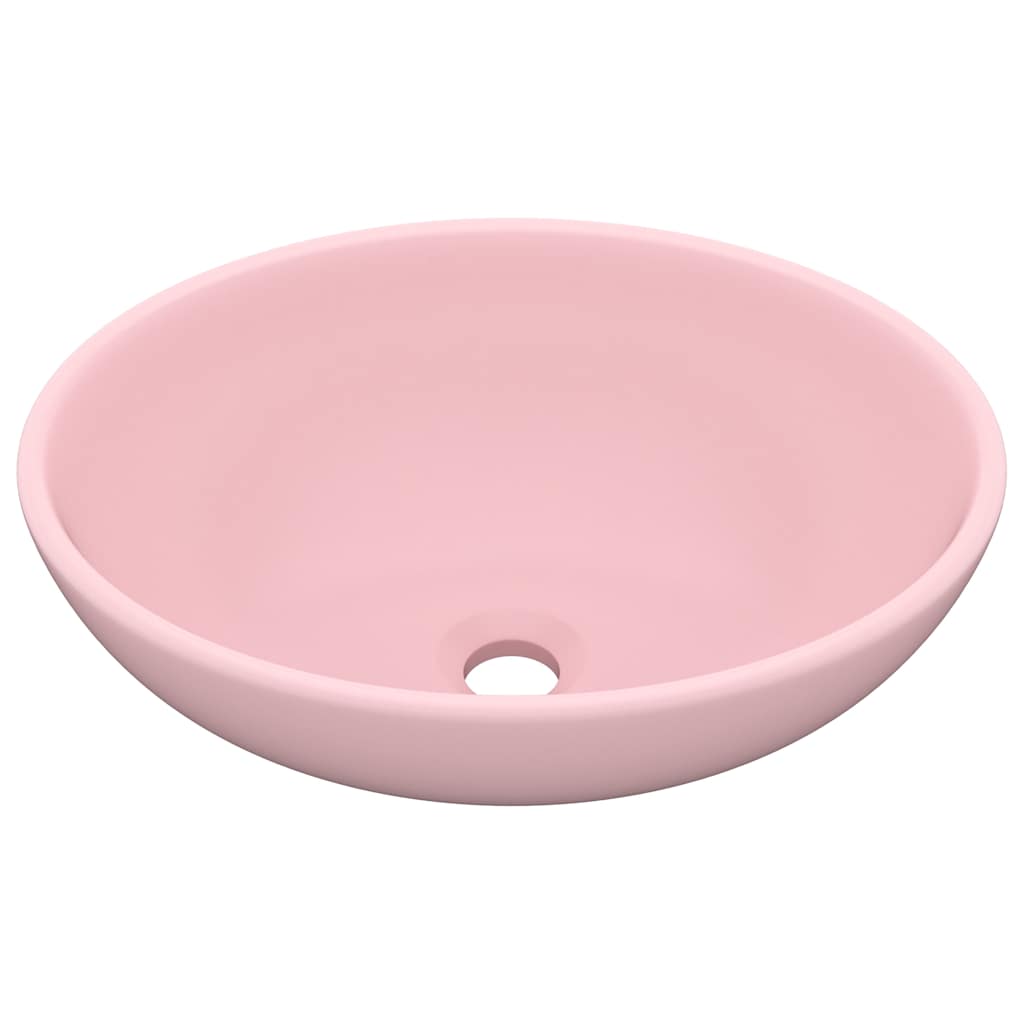 Umywalka Nablatowa Ceramiczna Owalna Różowa do Łazienki