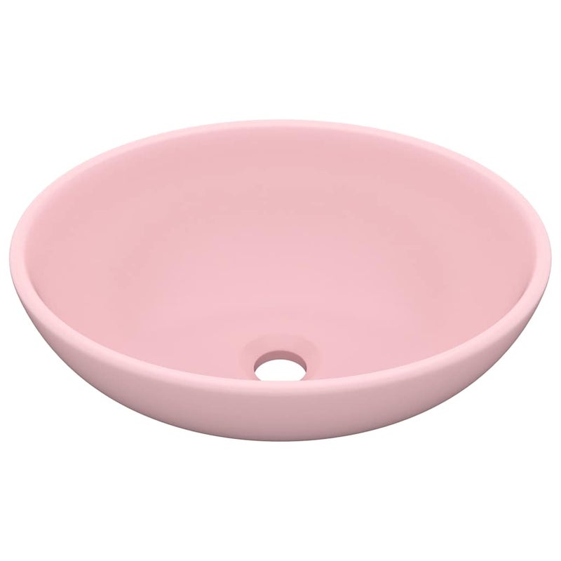 Umywalka Nablatowa Ceramiczna Owalna Różowa do Łazienki
