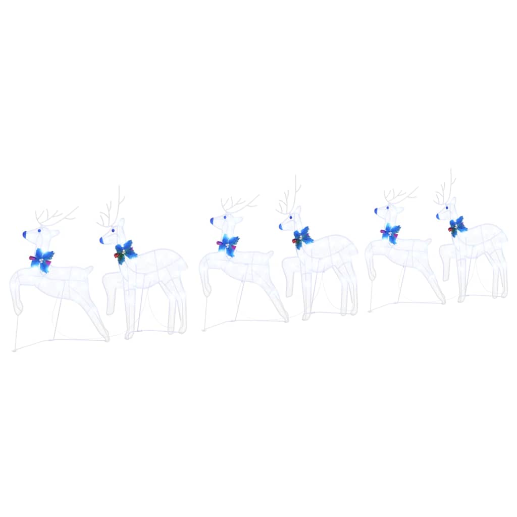 6x Renifer Świąteczny LED z Tkaniny Biały Zimna Biel Świecący