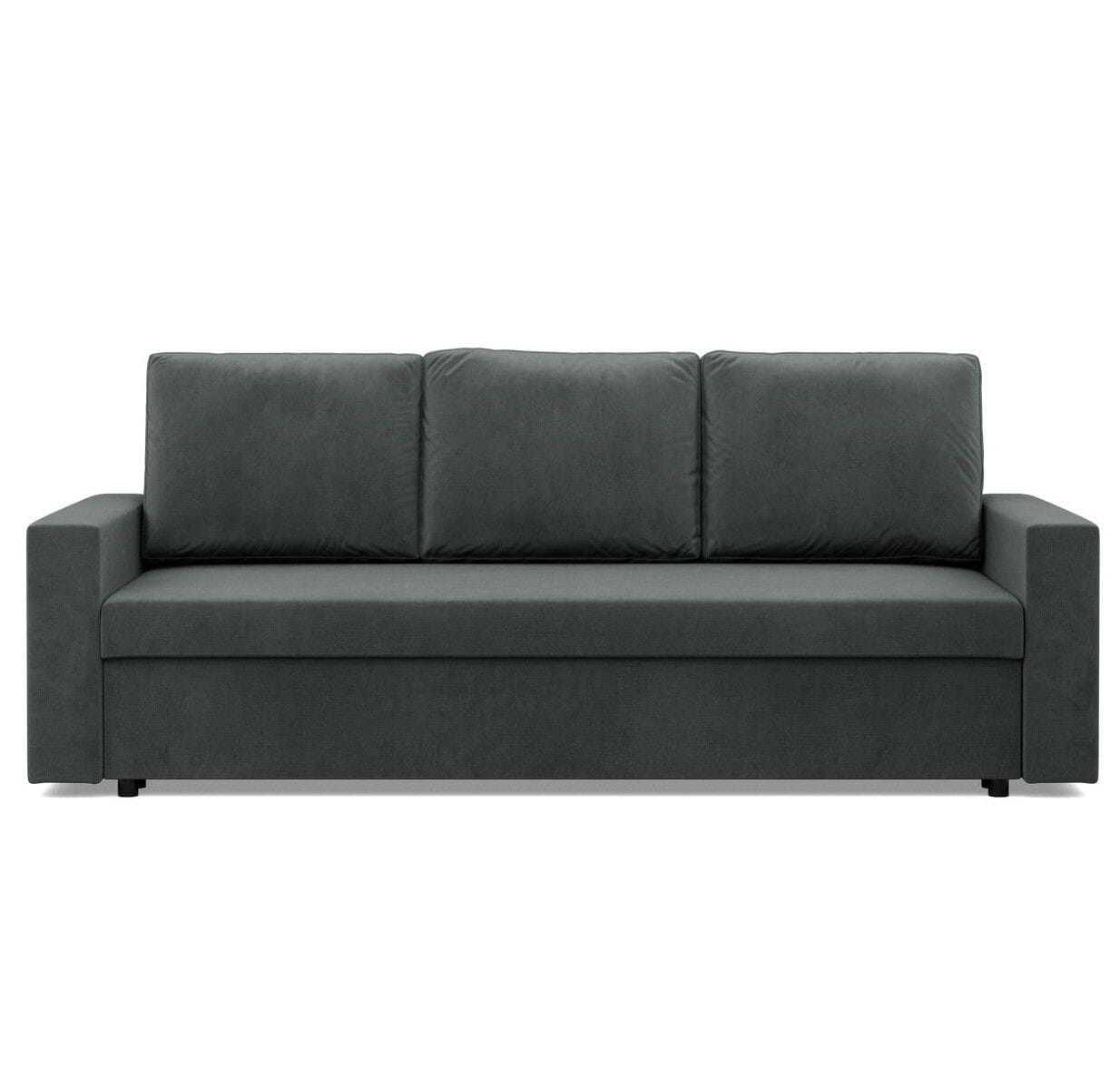 Kanapa 3 osobowa, BLOM, velvet, 220x92x92 cm, ciemny szary - TYLETEGOTU