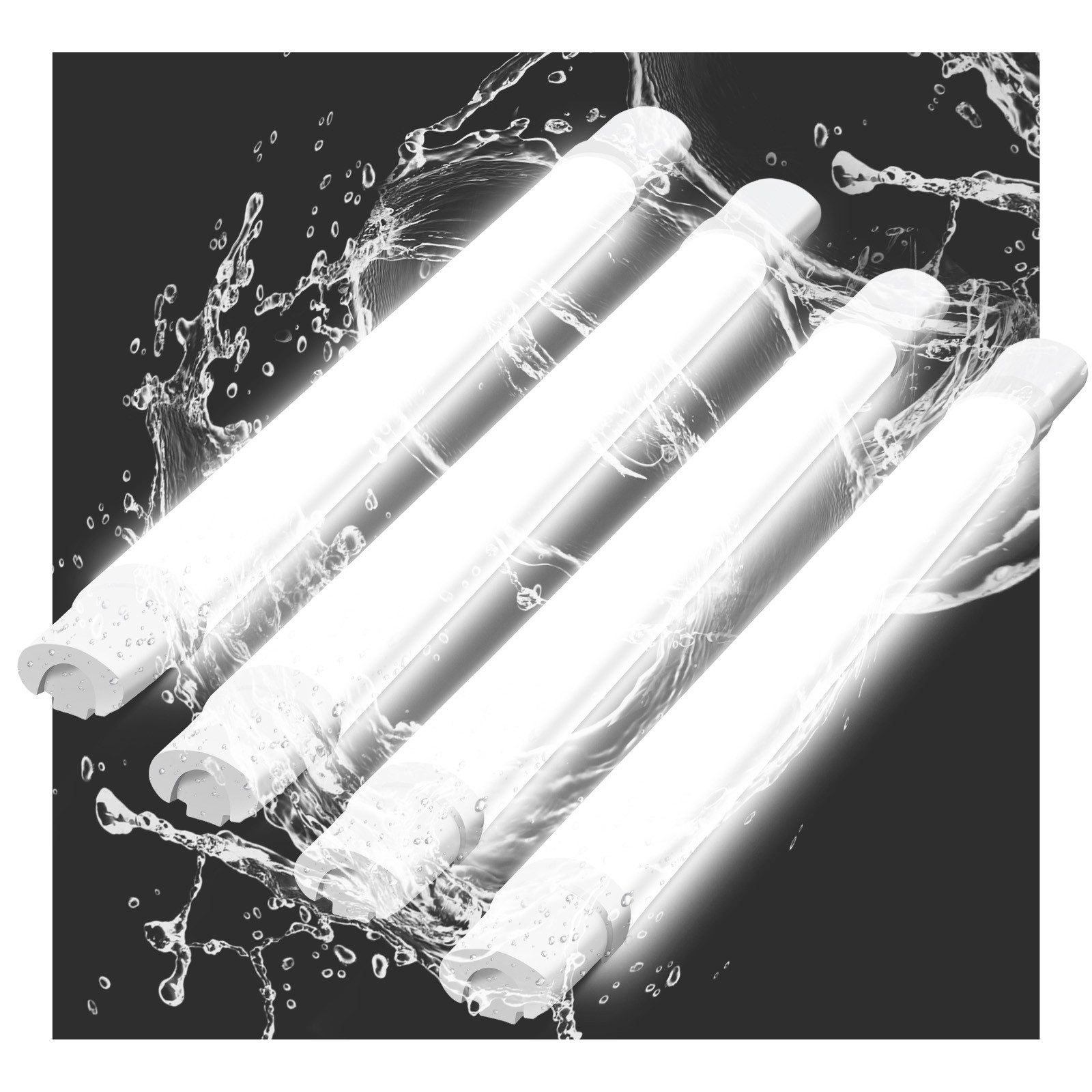 NETTLIFE Zestaw 4 90CM Lampy sufitowe LED odporne na wilgoć - 24W 3000LM Lampa sufitowa LED IP65 Wodoodporna lampa piwniczna 5000K