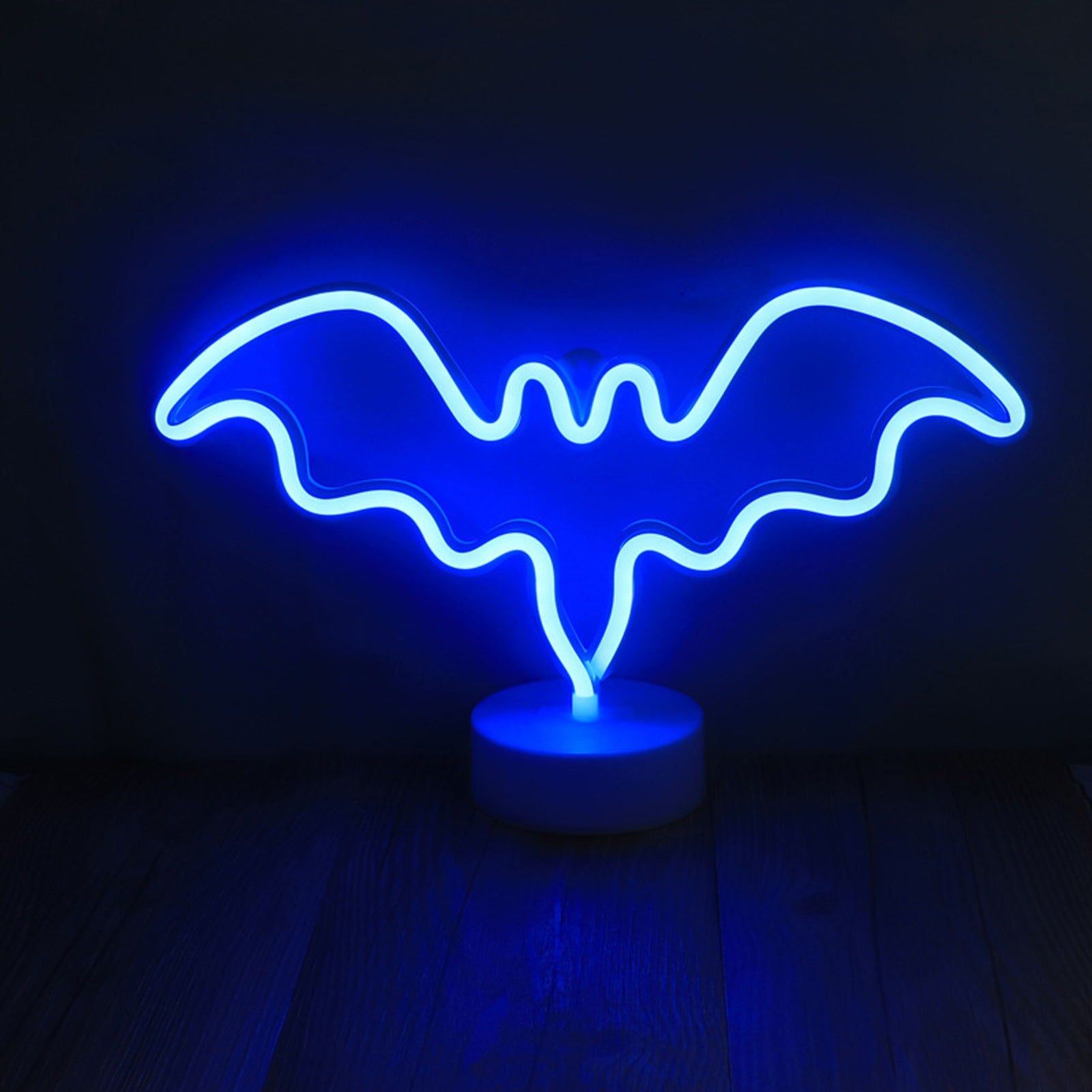 Lampka nocna dla dzieci, lampka nocna, neonowoniebieska lampka biurkowa USB w kształcie nietoperza + dekoracyjna lampka nocna
