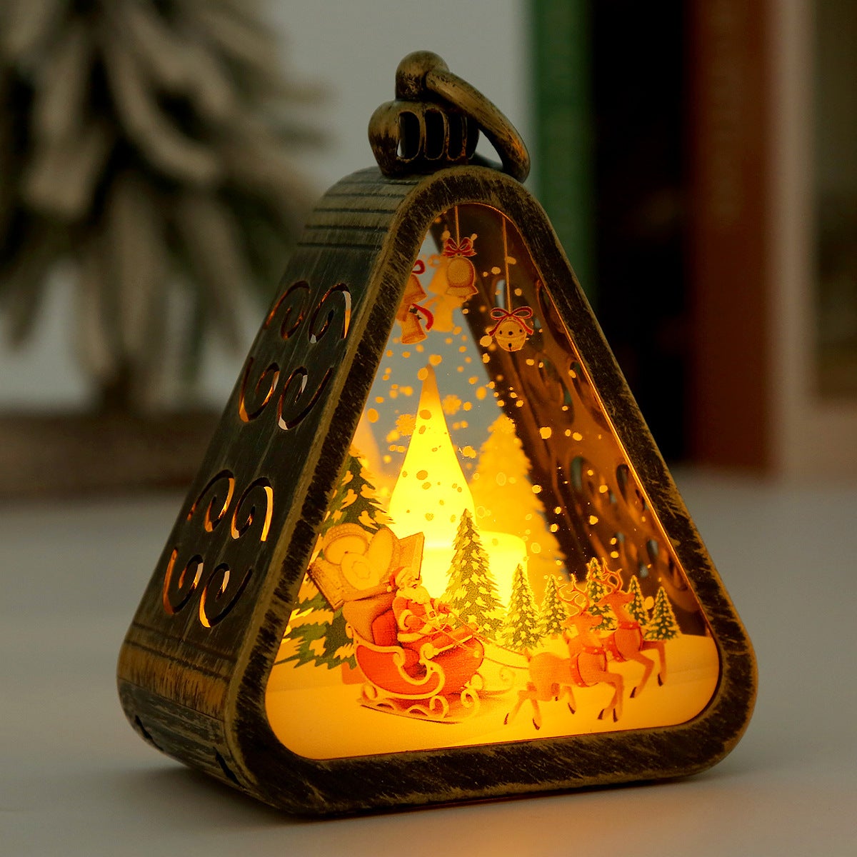 Dekoracje świąteczne, lampki nocne w stylu vintage, ozdoby na biurko - brąz - motyw renifera - zestaw 2 sztuk.