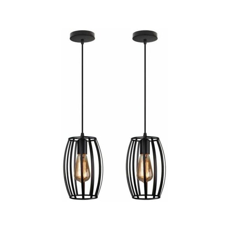 Zestaw 2 vintage'owych lamp sufitowych w kształcie klatki w stylu geometrycznym do sypialni, salonu, jadalni