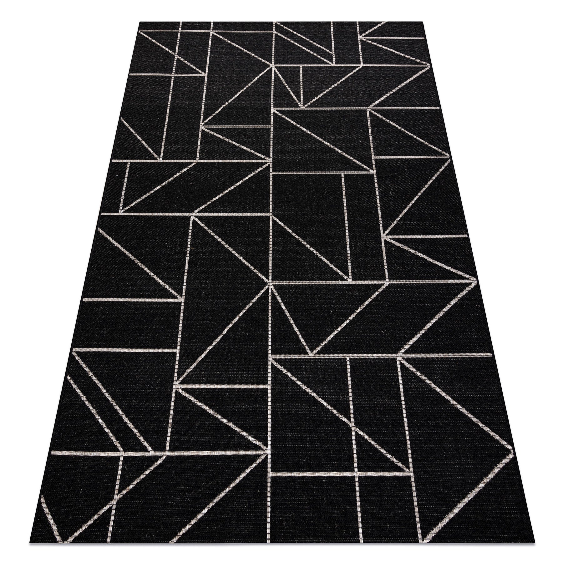DYWAN SZNURKOWY SIZAL FLOORLUX 20605 black / silver TRÓJKĄTY, GEOMETRYCZNY 60x110 cm