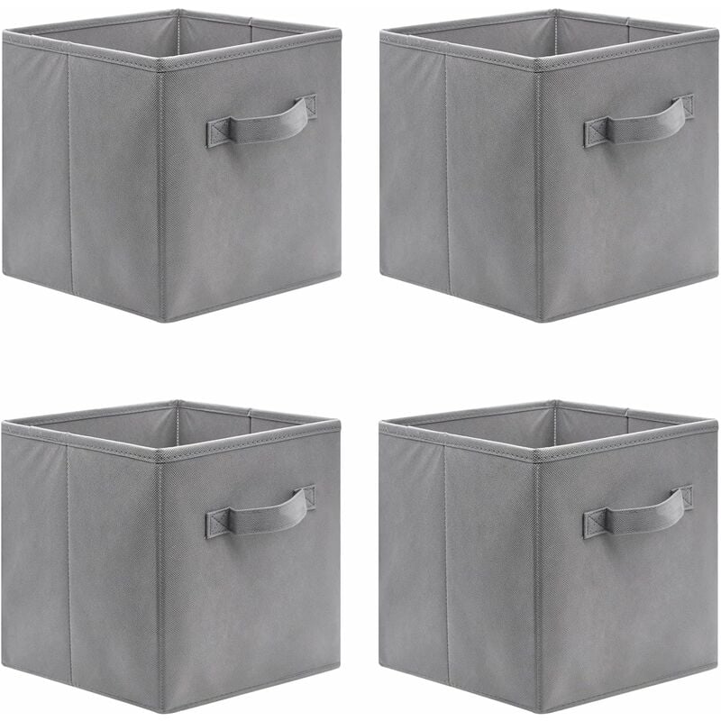 Zestaw 4 składanych kostek do przechowywania, 31 x 31 x 31 cm, otwarte pudełka do przechowywania z materiału włókninowego, szuflada z materiału, na za