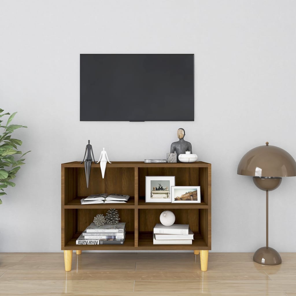 Szafka TV z drewnianymi nóżkami, brązowy dąb, 69,5x30x50 cm vidaXL