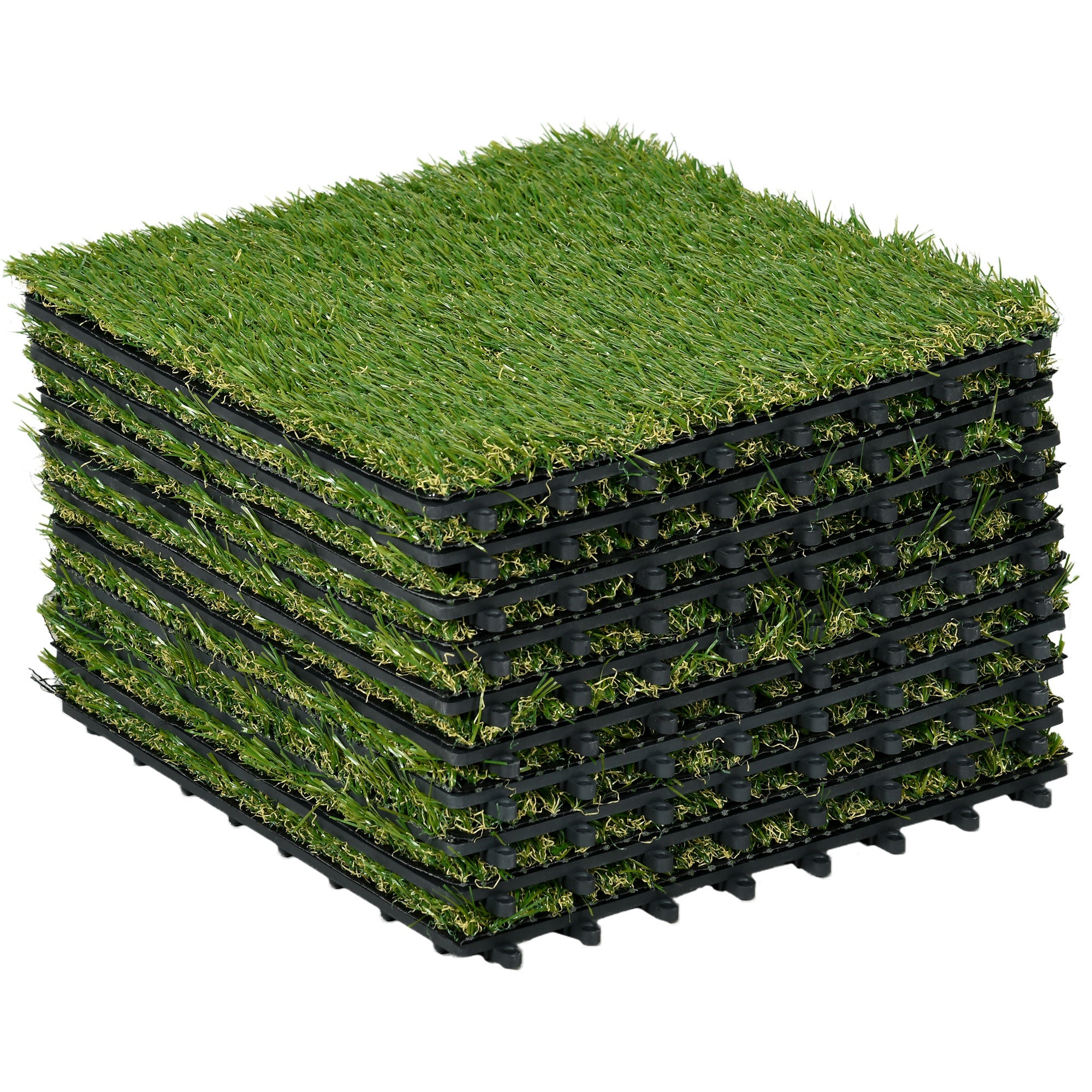 10 sztuk 30x30 cm Sztuczna trawa ogrodowa Płytki, realistyczny sztuczny trawnik, zielony