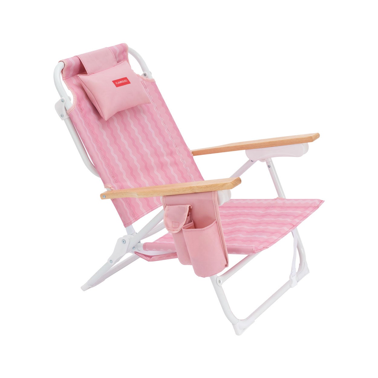 Leżak plażowy 5-stopniową regulacją, aluminiowy, w kolorze różowym