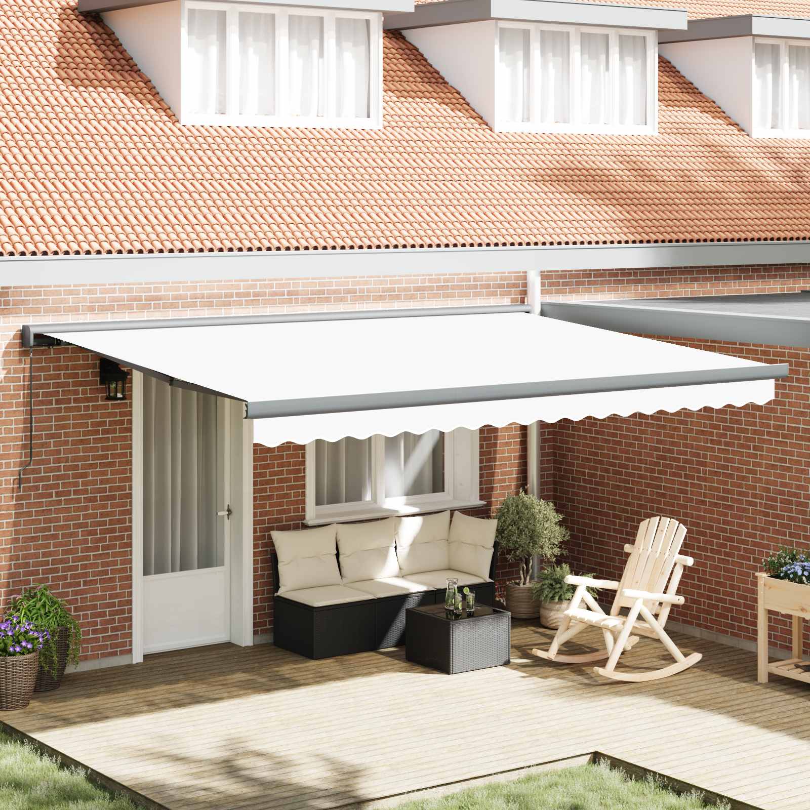 Markiza zwijana Biały 4 × 3 m Canvas i Aluminium vidaXL