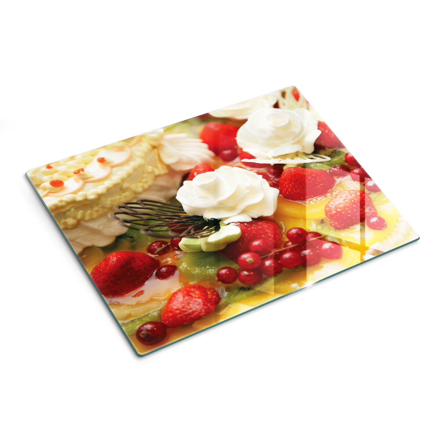 Deska szklana do kuchni z dekoracyjnym wzorem - Ciasto i Jagody - 30x40 - Tulup