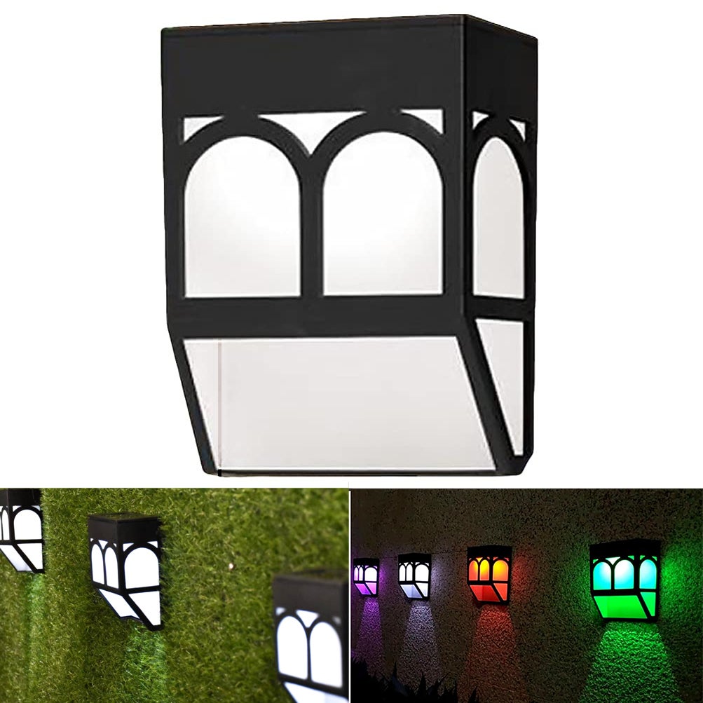Lampy solarne do użytku zewnętrznego, solarne oświetlenie ogrodowe LED w 2 trybach, wodoodporna lampa ścienna do tarasu, biała światło/zmiana koloru