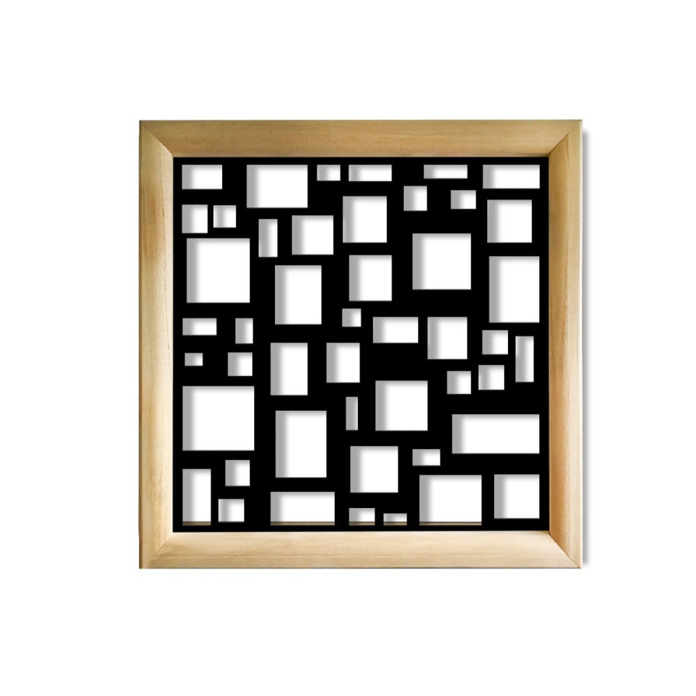 LOSOWE - Kwadratowe moduły dekoracyjne z drewna i PVC - Rozmiar 98x98 cm - Grubość 64 mm - Kolor wewnętrzny CZARNY