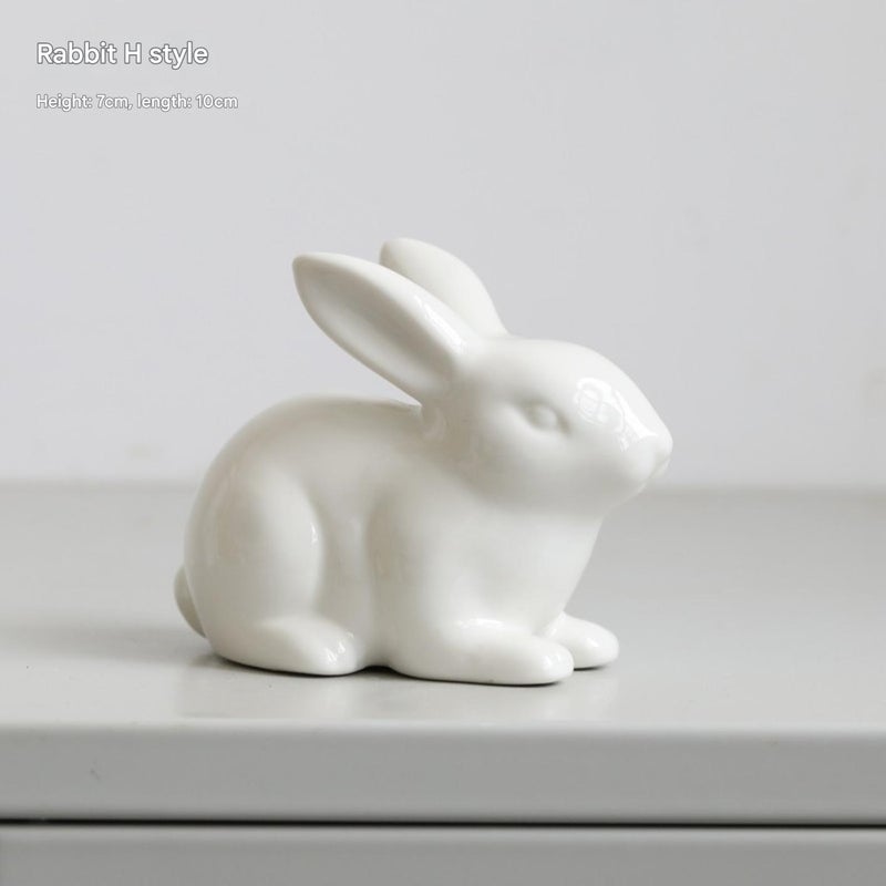 Dekoracja wielkanocna: Miniaturowy biały ceramiczny zajączek / Miniaturowy zajączek H