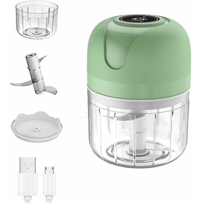 Robot kuchenny elektryczny - Mini elektryczna krajalnica do czosnku - 250 ml Zielony - Nadaje się do czosnku, warzyw, owoców itp.