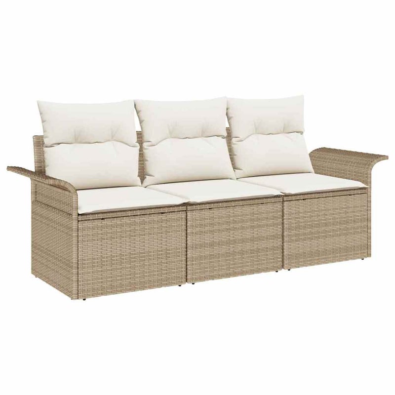 Sofa Ogrodowa Modułowa 3-Osobowa Technorattan Beżowa na Taras