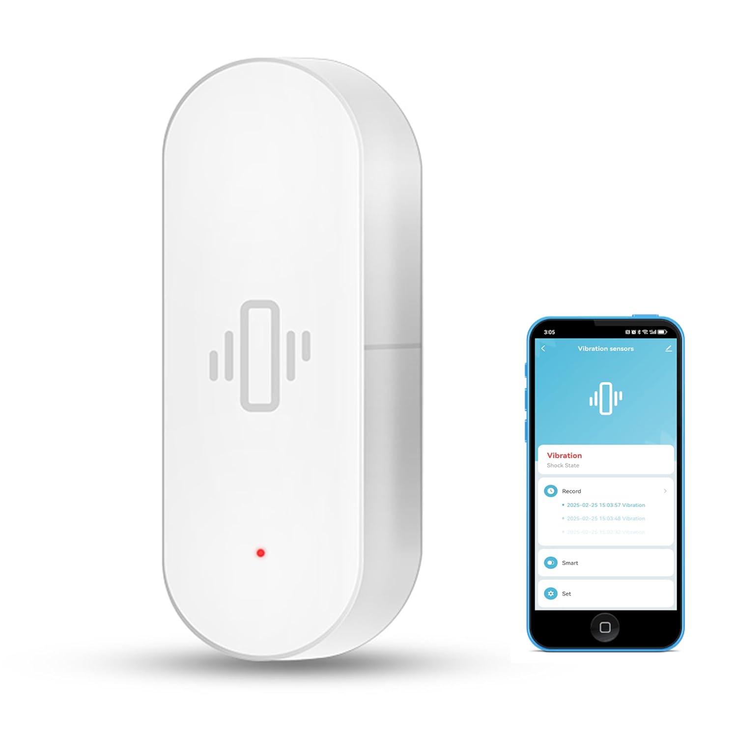 Detektor wibracji Wi-Fi Tuya – natychmiastowe alerty aplikacji – kompatybilny z Alexą i Smart Life – ochrona przed włamaniami do domu i firmy