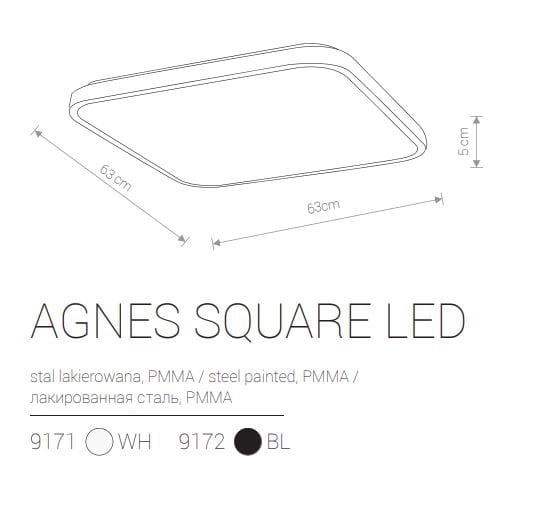 Plafon LED AGNES biały 64W Neutralna biel 4000lm tworzywo sztuczne wym:5x63x63cm IP44 Nowodvorski Lighting