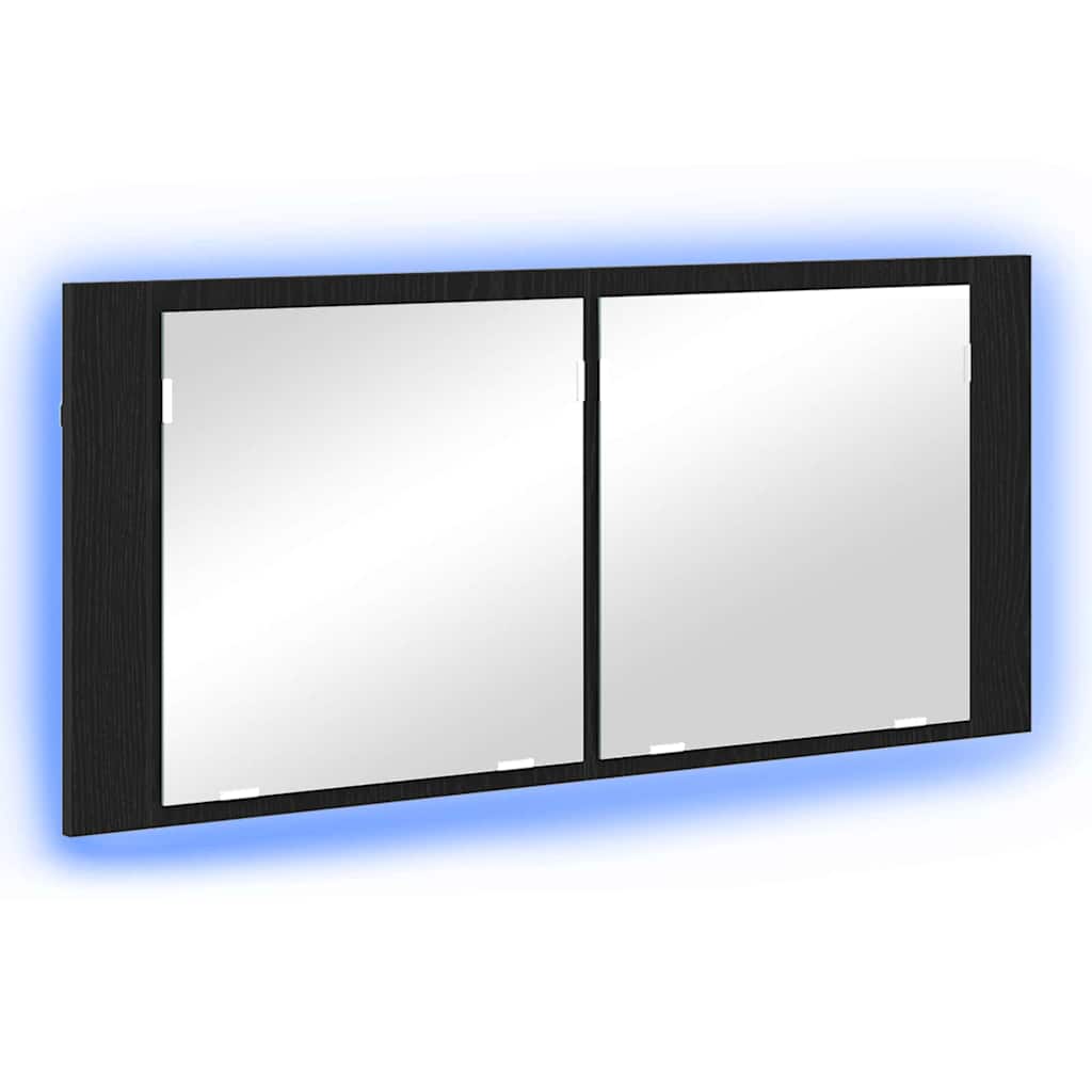 Lustro LED w szafce Czarny Dąb 100 x 12 x 45 cm