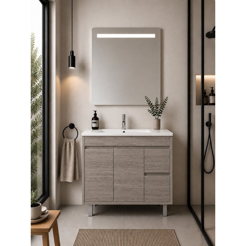 Szafka łazienkowa z umywalką ORIGENBATH ISQUIA bez lustra 80x45 cm dąb smoky
