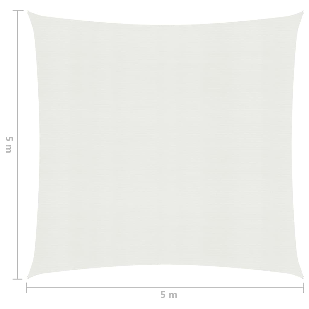 Żagiel przeciwsłoneczny do ogrodu, na patio, plac zabaw, balkon, 160 g/m², biały, 5 x 5 m, HDPE