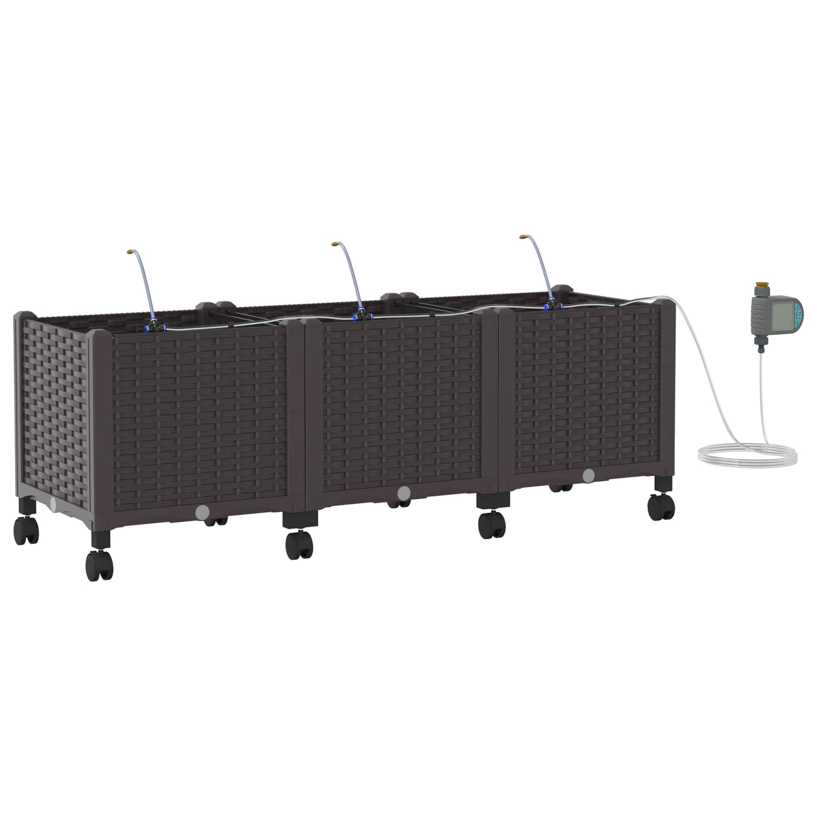3x Donica Ogrodowa Brązowa PP z Nawadnianiem na Kółkach na Taras